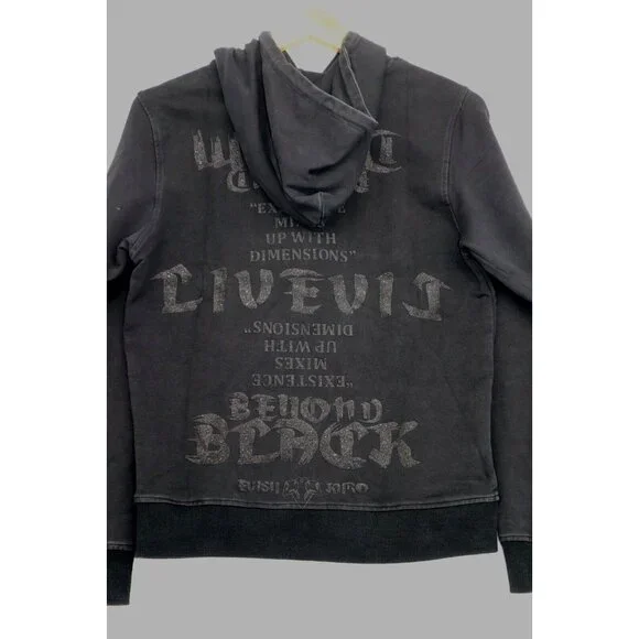 Evisu Kuro Black Hoodie S Cotton Mens Graphic Sweatshirt